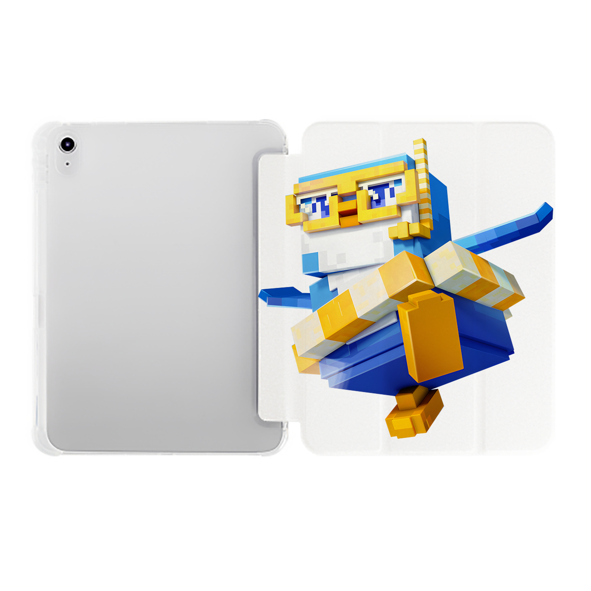 （画像用） マインクラフト ブロックの世界 Minecraft MC Block world IPad ケース ペン収納付き 三つ折りスタンド PUレザー×シリコン 対応機種9.5/10.5/10.9インチ